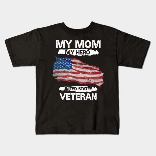 Veteran Mom Kids T-Shirt by Likkey